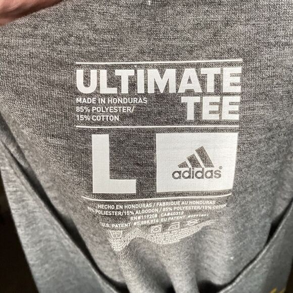 Ladies Adidas script‎ short sleeved tee Gray / Yellow Large - Picture 4 of 4